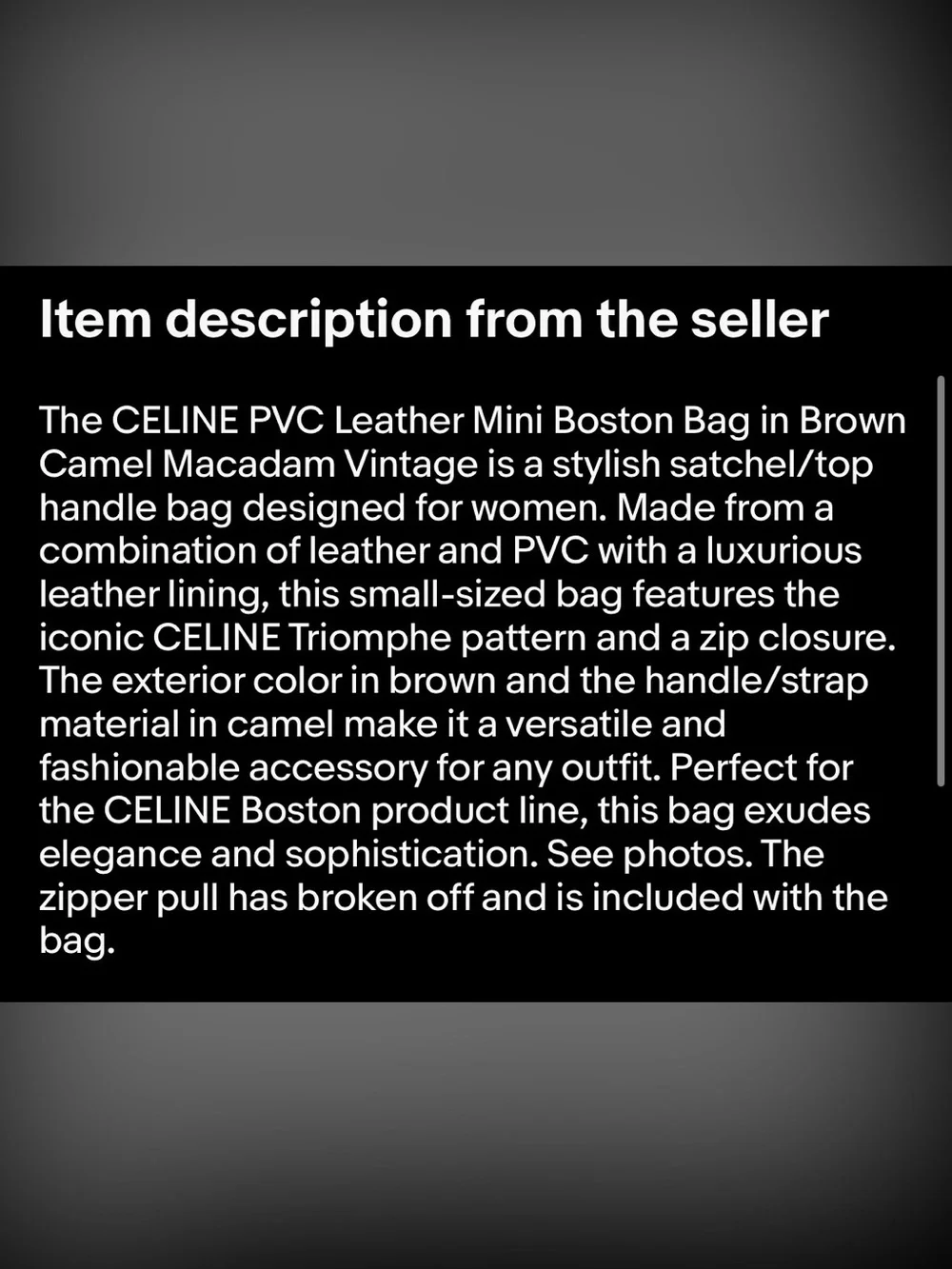CELINE PVC Leather Mini Boston Bag Brown Camel Macadam Vintage - Picture 15 of 15